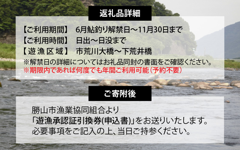 九頭竜川（勝山市漁協） 鮎友釣り年券 1名様分| 魚 魚介 鮎 アユ 釣り 体験 チケット