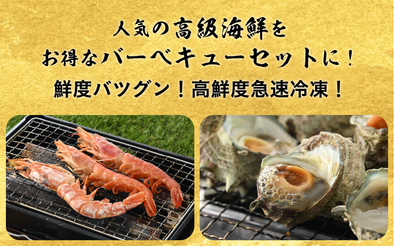 厳選！海鮮BBQ 人気ペアセット「天然さざえ＆天然赤エビ」約4〜5人前（サザエ1? 赤えび10尾)【バーベキュー 冷凍 】 [e04-a061]