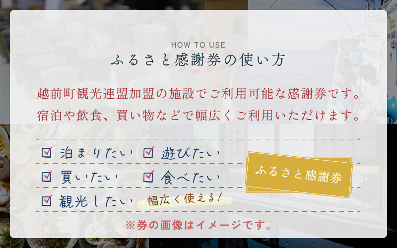 越前町ふるさと感謝券（15,000円分）【宿泊 レジャー アウトドア BBQ 体験型 宿泊券 福井県】 [e05-e001]