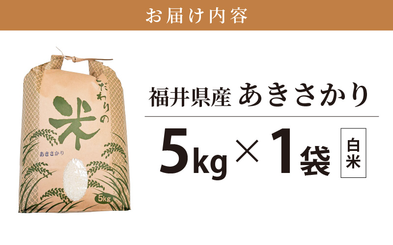 あきさかり 5kg 福井県産 コシヒカリ系統品種【白米】【お米 アキサカリ 5キロ】 [e30-a073]