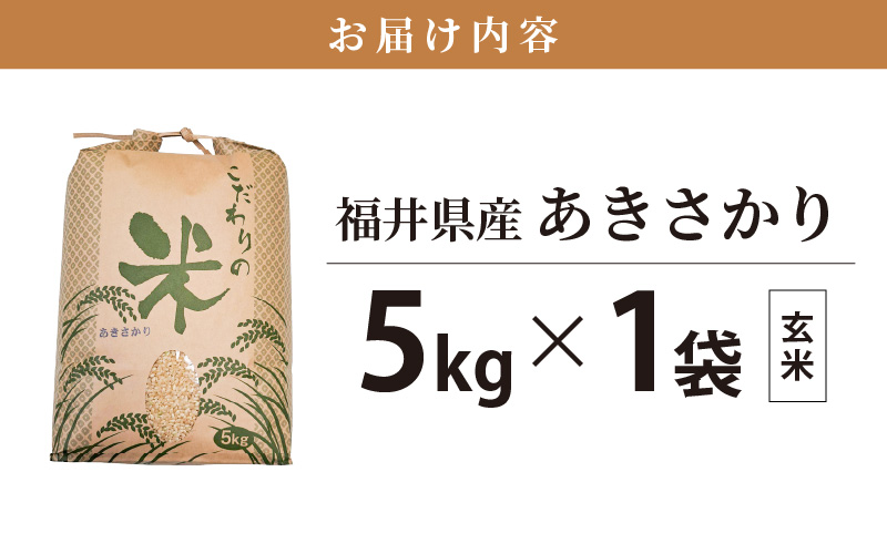 あきさかり 5kg 福井県産 コシヒカリ系統品種【玄米】【お米 アキサカリ 5キロ】 [e30-a072]