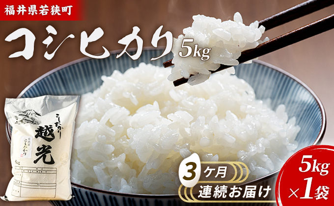 3ケ月連続 福井県若狭町コシヒカリ（一等米）5kg（神谷農園） お米 ブランド米 銘柄米 ご飯 おにぎり お弁当 産地直送 和食 主食 