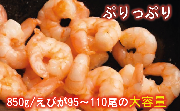 訳あり越前若狭食宝庫の高級むきえび【ホワイトバナメイエビ冷凍】850g/約95～110尾 えび エビ 海老 バナメイエビ ぷりぷり 冷凍 殻なし 背ワタなし 下処理済み 訳あり お取り寄せ