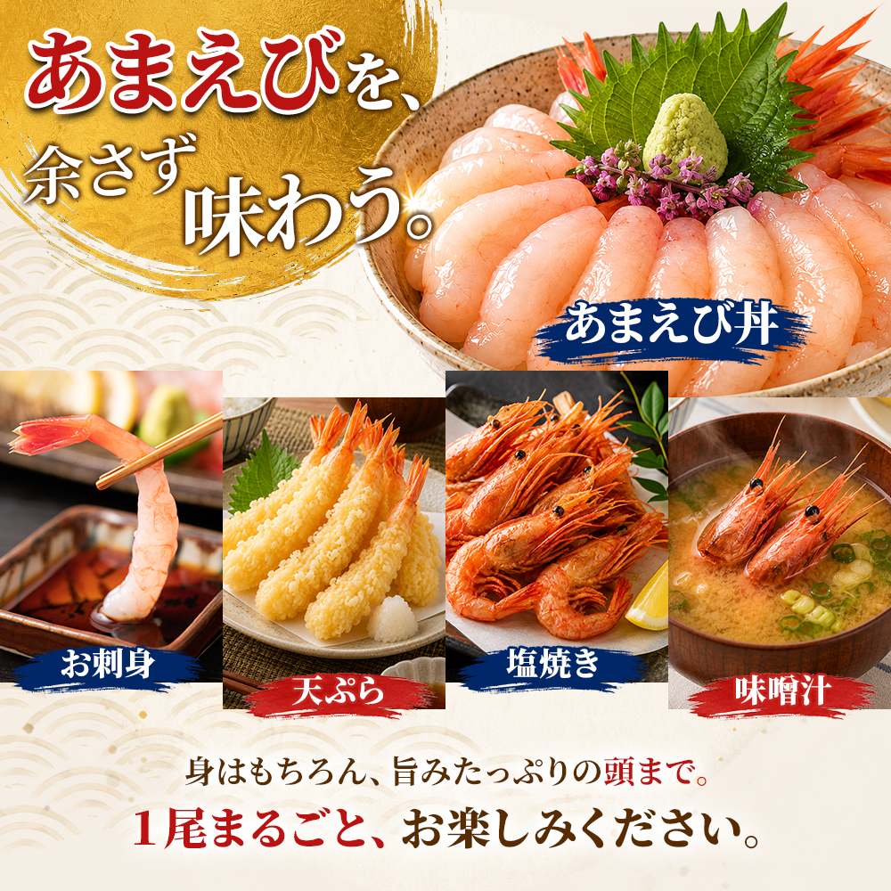 甘えび 刺身 500g 約50尾 越前甘えび 子なし 生食用 冷凍 えび エビ 海老 甘海老 あまえび 海鮮 魚介 魚介類 国産 日本海 福井県 若狭町