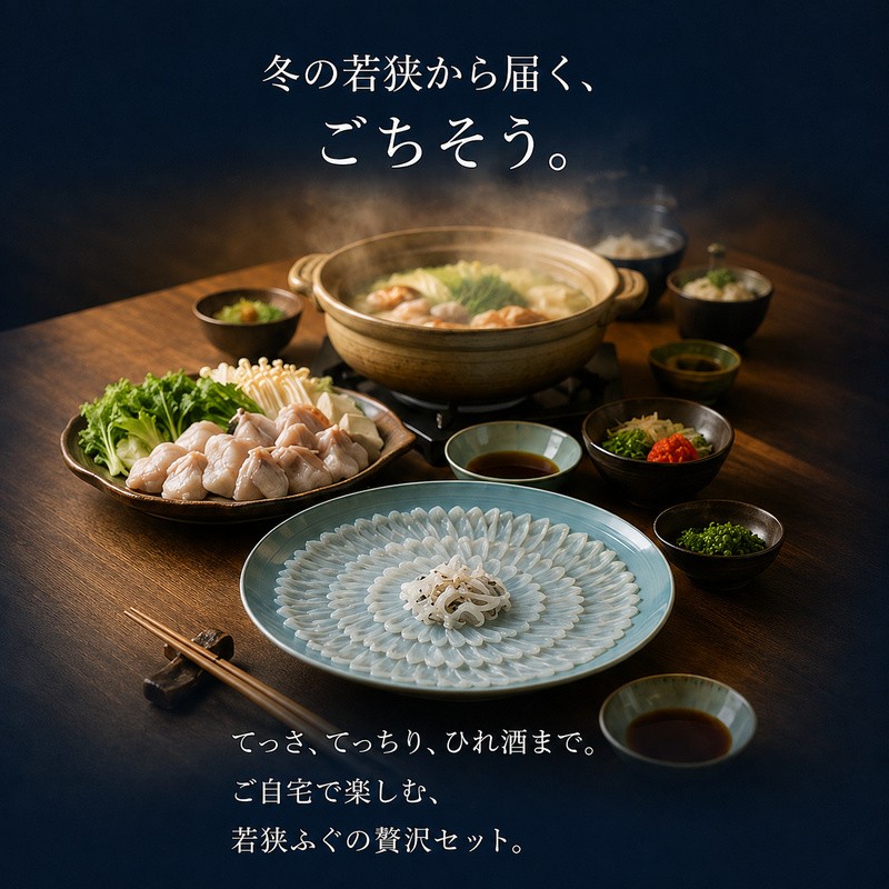 若狭ふぐ 自慢料理 セット 3～4人前 高島屋 選定品 ふぐ鍋 ふぐ刺し ふぐ てっさ てっちり ひれ酒 ふぐセット ふぐちり 鍋 刺身 海鮮鍋 お鍋 高級 食材 魚 海産物 海の幸 魚介 魚介類 冷蔵 冷蔵配送 福井