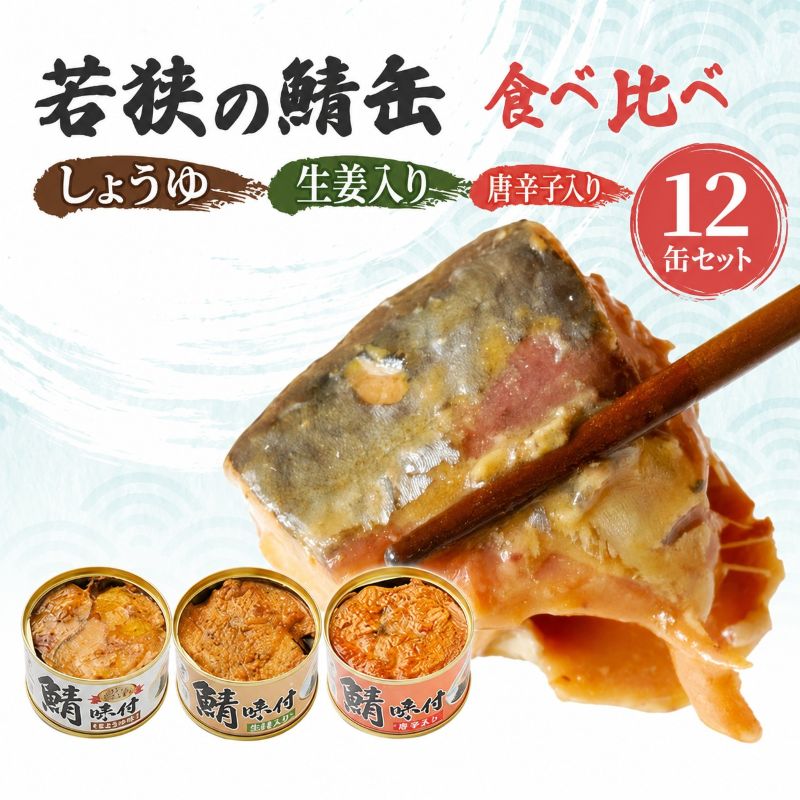 【ふるさと納税】サバ缶 食べ比べ 3種 12缶 若狭の鯖缶 さば缶 鯖缶 サバ 鯖 缶詰 常温保存 備蓄 おかず 惣菜 ごはんのお供 つまみ 酒のあて 福井 福井県　若狭町