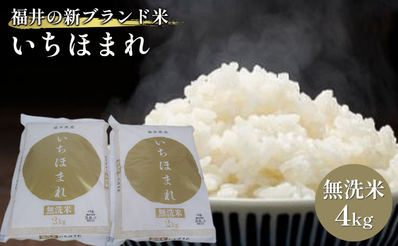 無洗米　いちほまれ4kg（令和7年産）福井の新ブランド米　2kgを2袋 お米 白米 精米 名作 粒感 粘り 絶妙 優しい 甘さ 