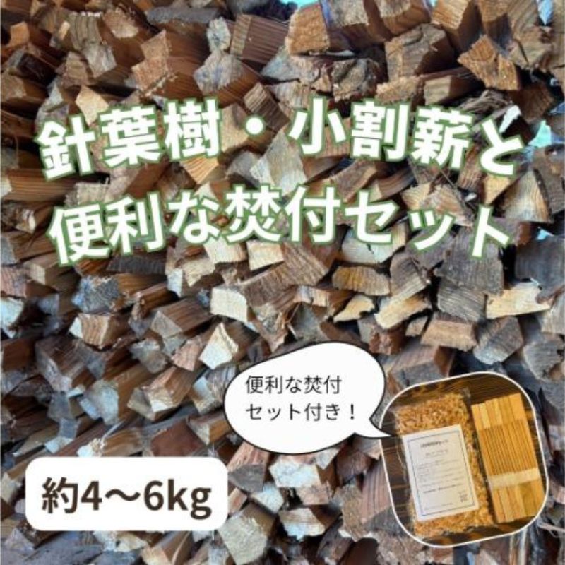 針葉樹　小割薪と焚付セット　キャンプにおすすめ 焚火 セット アウトドア